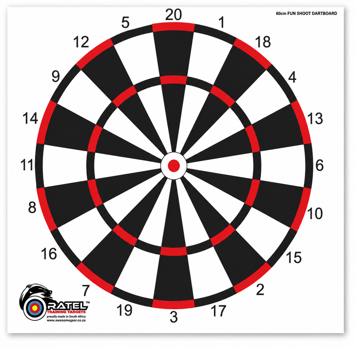 Ratel Dartboard Challenge printed archery practice target