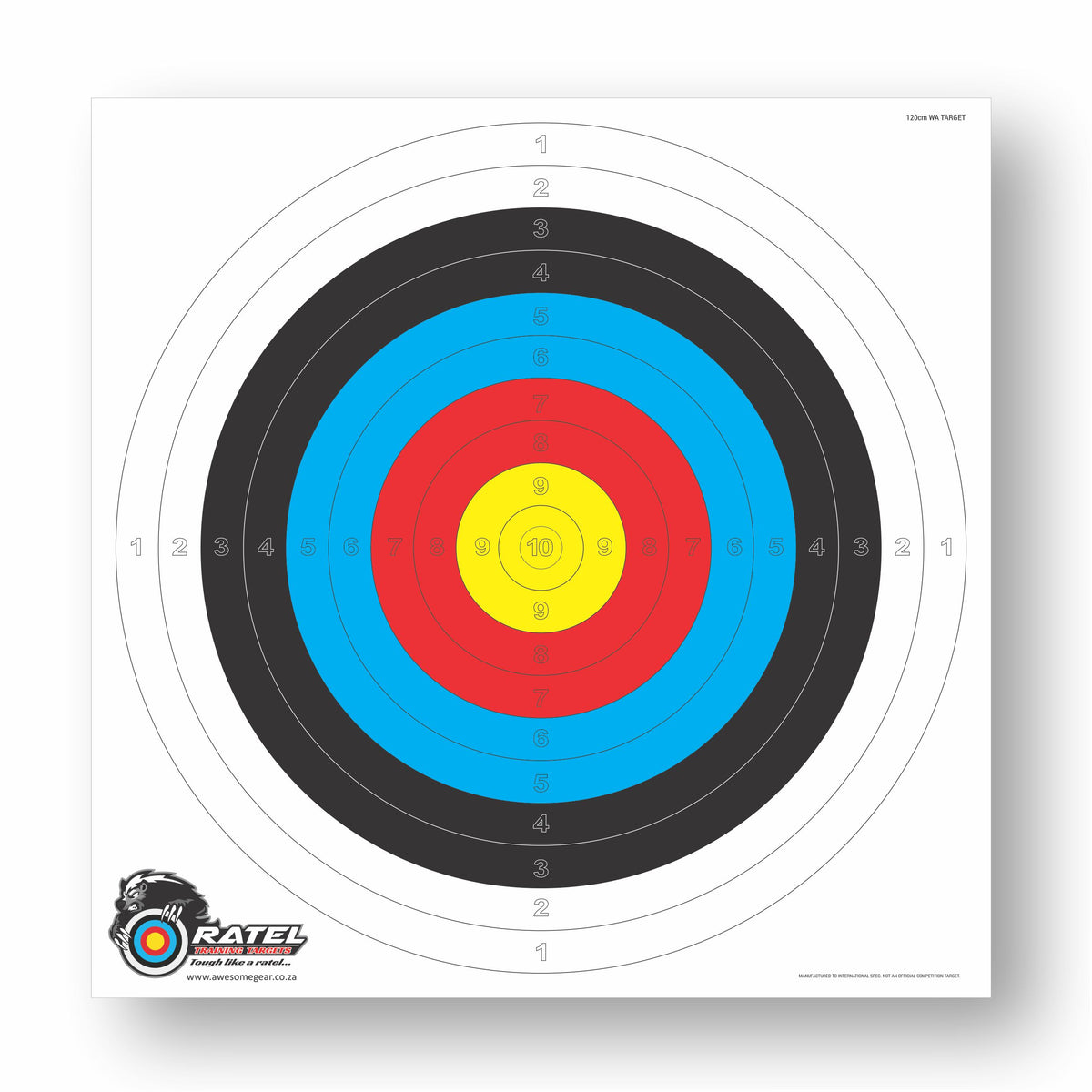 Ratel WA large 1-spot 10-ring printed archery practice target face