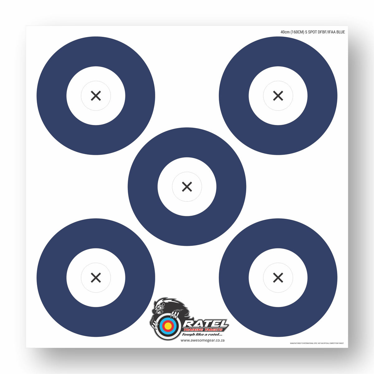 Ratel 40 cm 5-spot DBFF IFAA printed archery practice target face