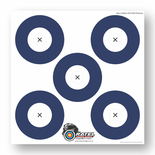 Ratel 40 cm 5-spot DBFF IFAA printed archery practice target face
