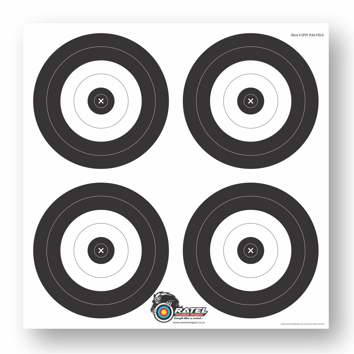 Ratel IFAA Field 20 cm 4-spot printed archery practice target face