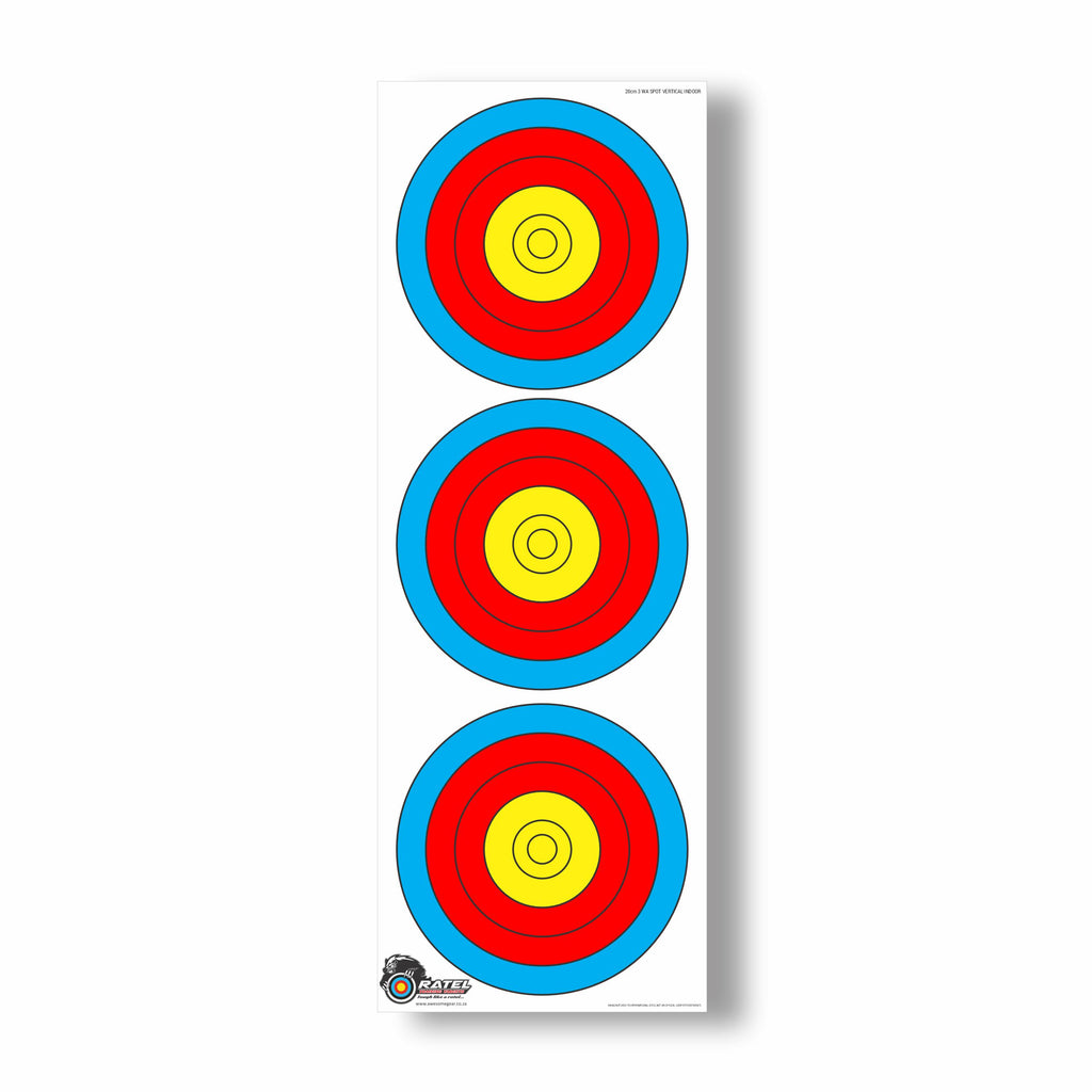Ratel WA 3-spot vertical printed archery practice target face